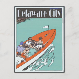 Delaware City, båttur, vintage stil Vykort