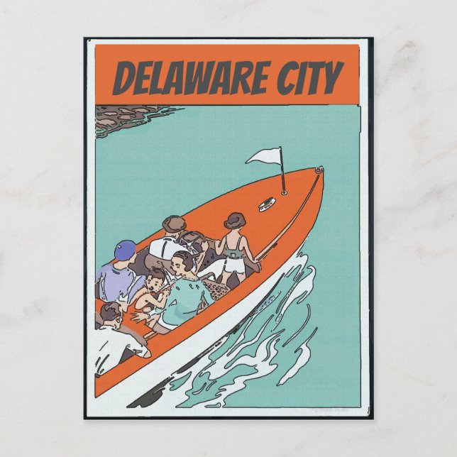 Delaware City, båttur, Vintage vykort (Framsida)