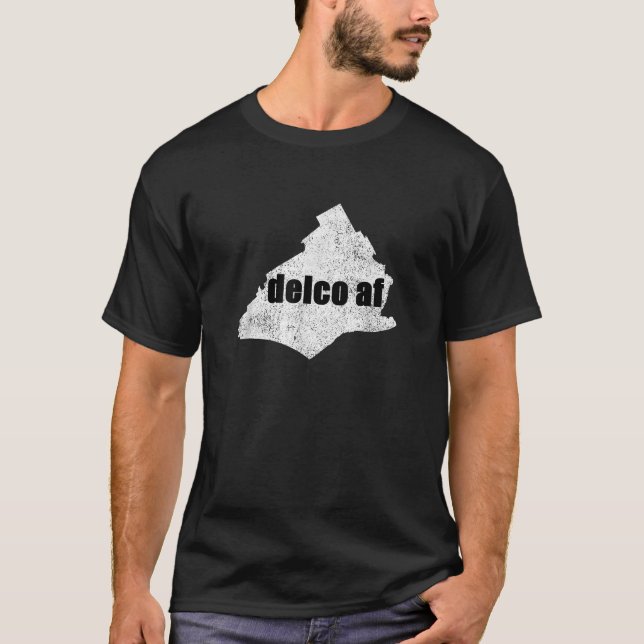 Delaware County PA Delco AF Karta Distress Urban T T Shirt (Framsida)