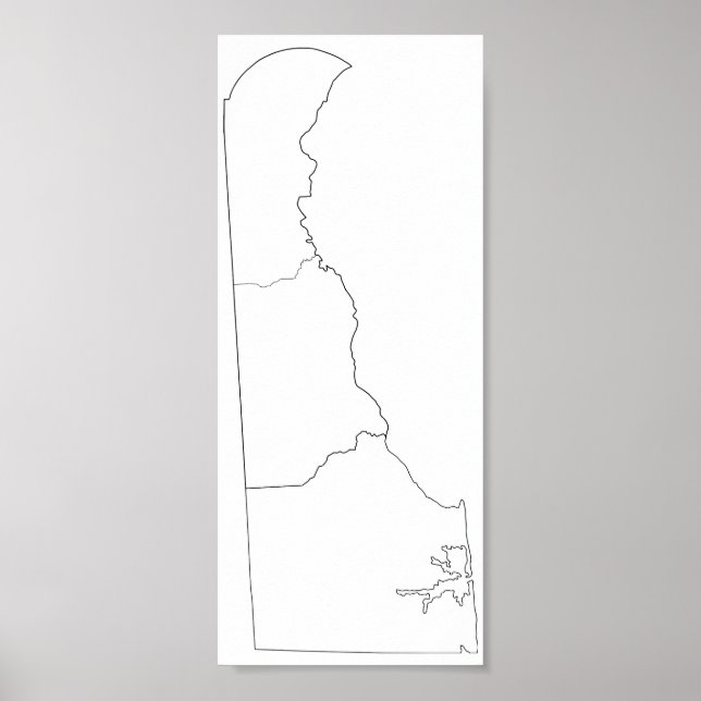 Delaware Countys Blank Outline Karta Poster (Framsidan)