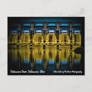 Delaware Dam på natten Delaware, Ohio Vykort