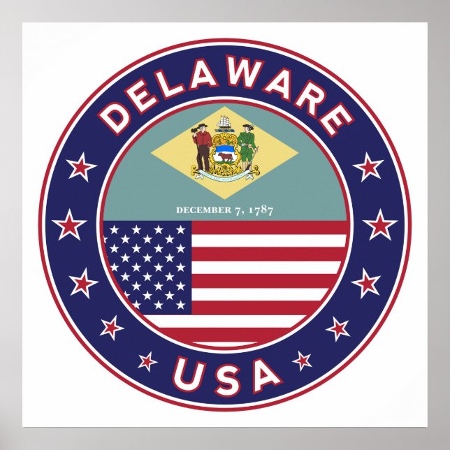 Delaware, Delaware t-shirt, Delaware-dekal Poster (Framsidan)