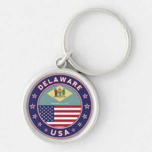 Delaware, Delaware t-shirt, Delaware-dekal Rund Silverfärgad Nyckelring