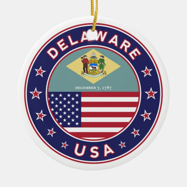Delaware, Delaware t-shirt, Delaware sticker Julgransprydnad Keramik (Framsidan)