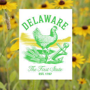 Delaware Den Första Staten Est. 1787 Vintage Resa Vykort