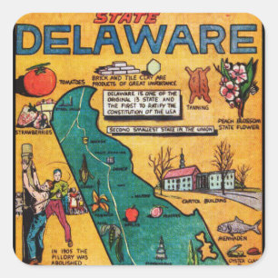 Delaware den statliga diamanten fyrkantigt klistermärke