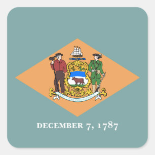 Delaware Diamantstatens flagga Fyrkantigt Klistermärke