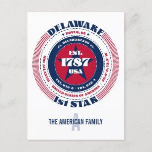 Delaware, Dover, DE Patriotic Monogram vycard Vykort