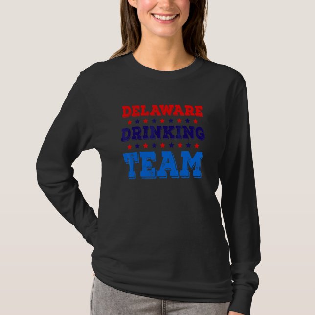 Delaware Drickande Team Stat Stolthet  Öl Drickand T Shirt (Framsida)