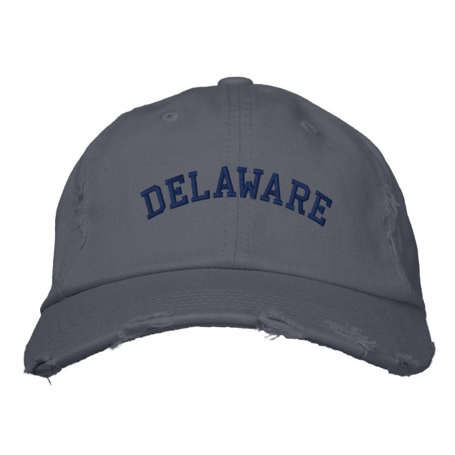 Delaware Embroized Distress Cap Scotland Blue Broderad Keps (Framsida)