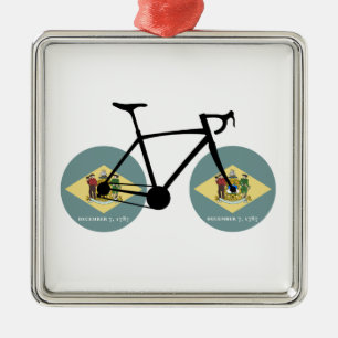 Delaware Flagga Cycling Julgransprydnad Metall