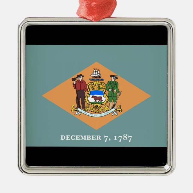 Delaware-Flagga Julgransprydnad Metall (Framsidan)