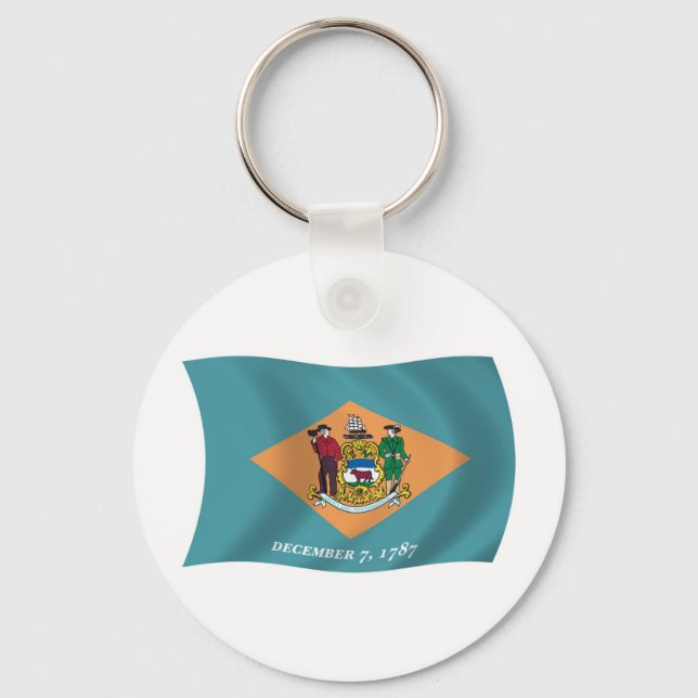 Delaware Flagga Keychain Nyckelring (Framsida)
