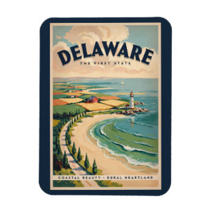 Delaware fyr illustration resa konst retro magnet