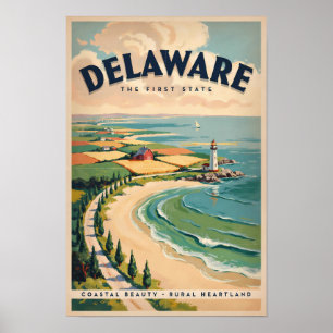 Delaware fyr illustration resa konst retro poster