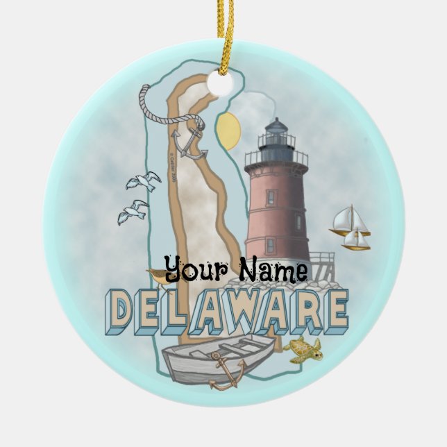 Delaware fyr  julgransprydnad keramik (Framsidan)