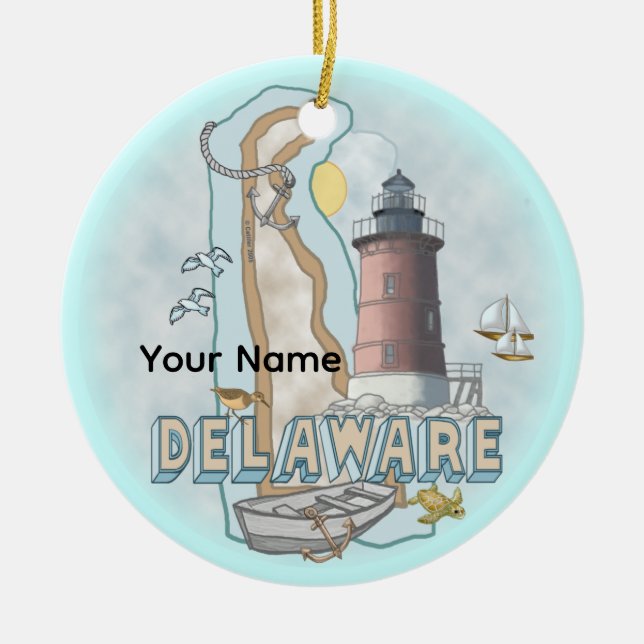 Delaware fyr julgransprydnad keramik (Framsidan)