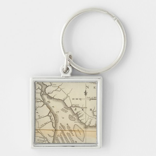 Delaware Fyrkantig Silverfärgad Nyckelring (Framsidan)