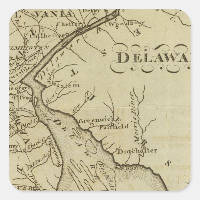 Delaware Fyrkantigt Klistermärke (Framsida)