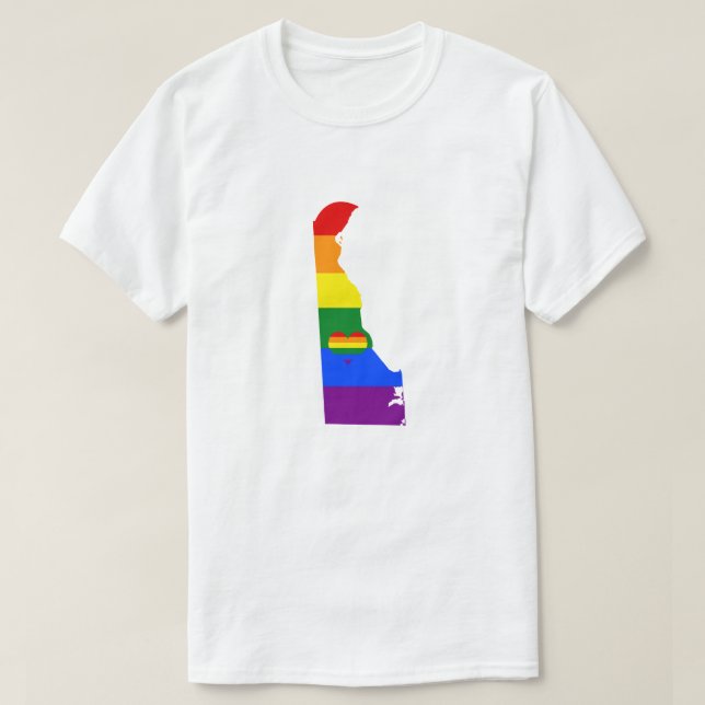 Delaware Gay pride Rainbow Flagga Heart GLBTQ Desi T Shirt (Design framsida)