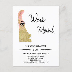 *~* DELAWARE Glitter Päron Flyttar Meddelande Vykort