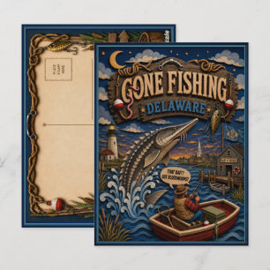 Delaware Gone Fishing Atlantisk Stör Vykort