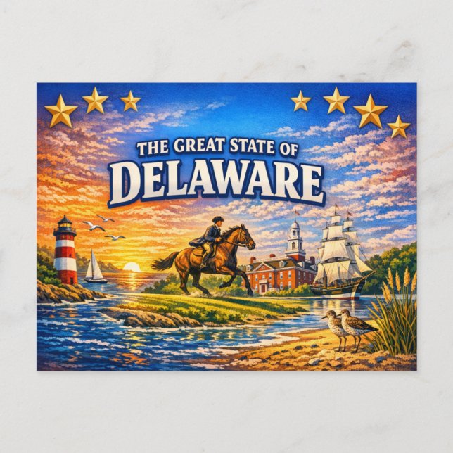 Delaware Greetings Postcard  Vykort (Framsida)