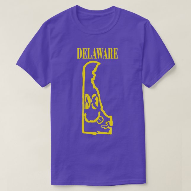Delaware Grunge Smiling Ansikte Black Background T Shirt (Design framsida)