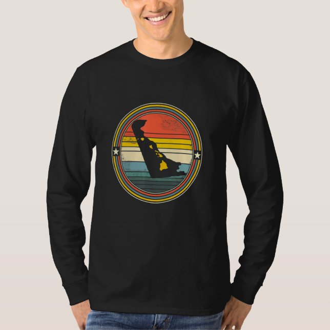 Delaware Hawaii Roots Origine State Karta Retro T Shirt (Framsida)