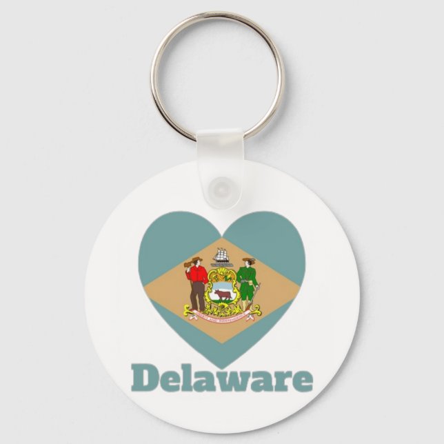 Delaware Heart Flagga Nyckelring (Framsida)