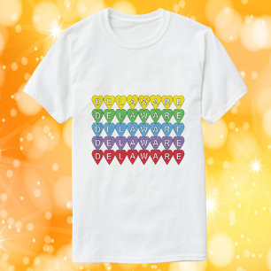 Delaware Hearts Colorful Rainbow T Shirt