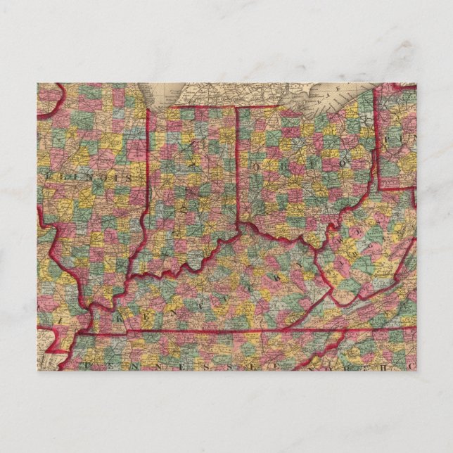 Delaware, Illinois, Indiana, Iowa North Carolina Vykort (Framsida)