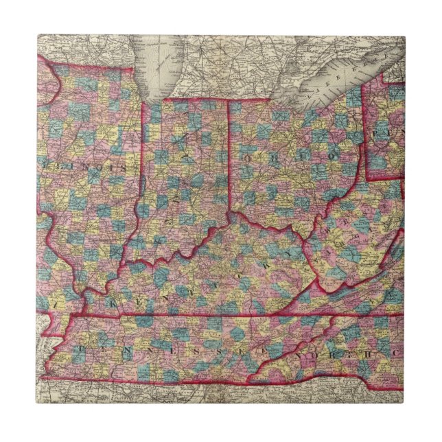 Delaware, Illinois, Indiana och Iowa Kakelplatta (Framsidan)