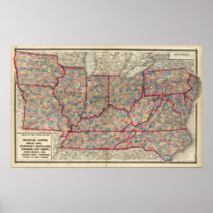 Delaware, Illinois, Indiana och Iowa Poster