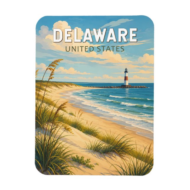 Delaware Illustration Resa Konst Vintage Magnet (Vertikal)