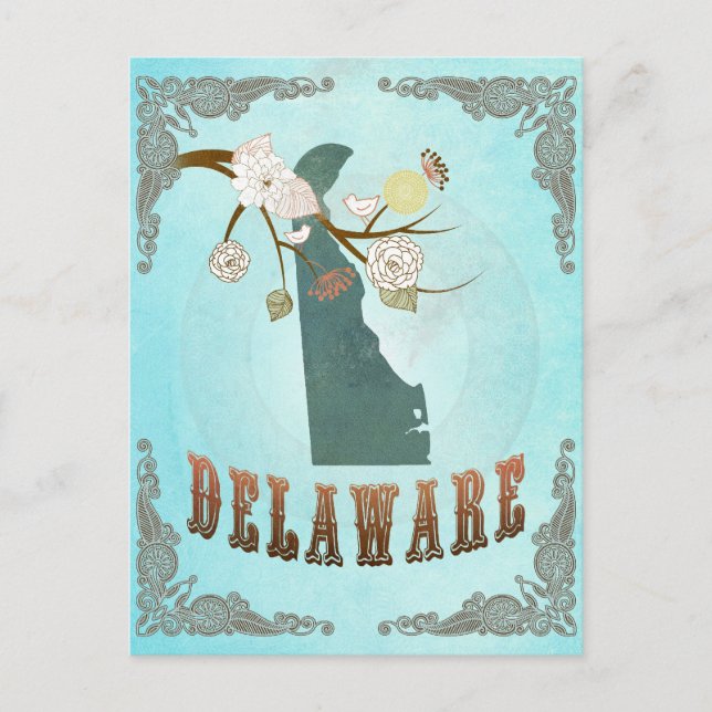 Delaware Karta med vilda fåglar Vykort (Framsida)