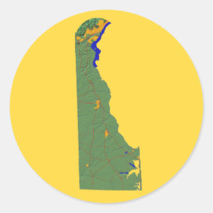 Delaware Karta Sticker Runt Klistermärke