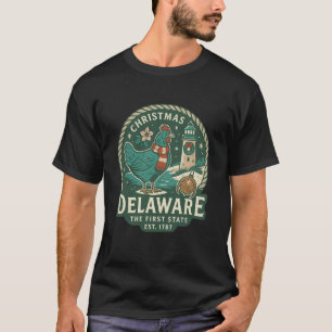 Delaware Kyckling Fyrtorn Skjorta Jul Först  T Shirt