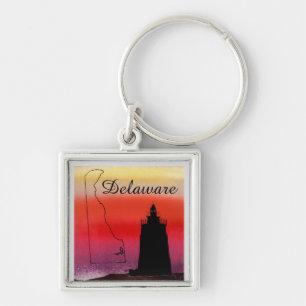 Delaware Lighthouse Fyrkantig Silverfärgad Nyckelring