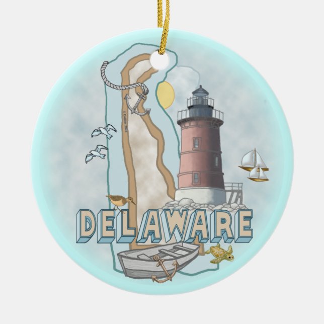 Delaware Lighthouse Julgransprydnad Keramik (Framsidan)