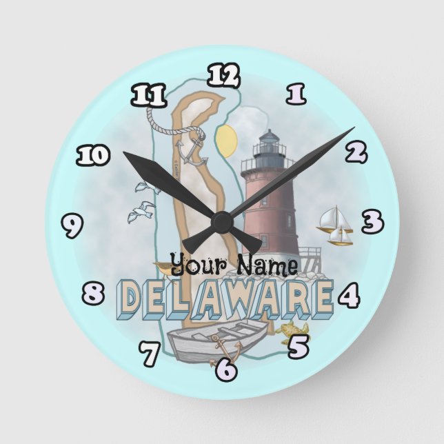 Delaware Lighthouse Rund Klocka (Framsida)