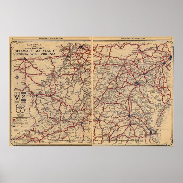 Delaware, Maryland, Virginia, Väster Virginia Poster (Framsidan)