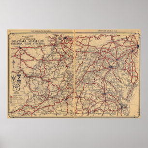 Delaware Maryland, Virginia, West Virginia Poster
