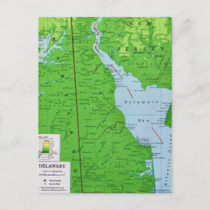 Delaware & New Jersey-karta Vykort