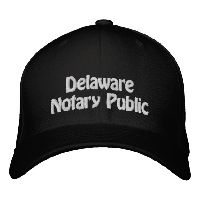 Delaware Notary Public Embroized Baseball Cap Broderad Keps (Framsida)