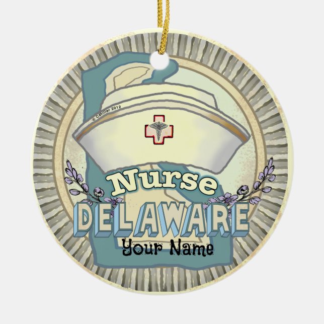 Delaware Nurse Julgransprydnad Keramik (Framsidan)