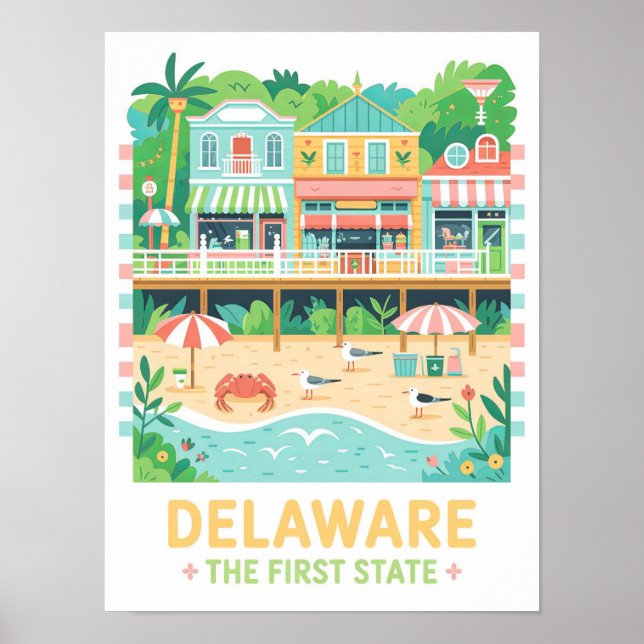Delaware of the First State USA Summer Travel Poster (Framsidan)