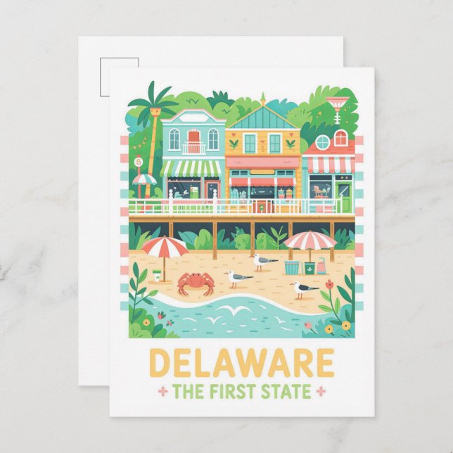 Delaware of the First State USA Summer Travel Vykort (Fram/baksida)
