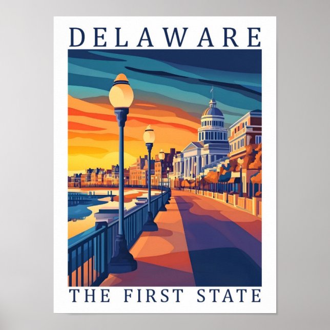 Delaware of the First State USA Travel Ställe Poster (Framsidan)
