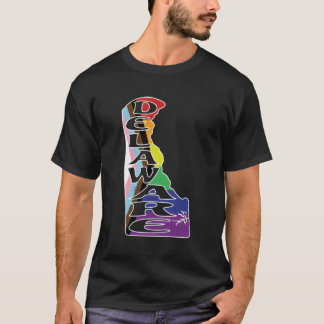 Delaware Outline in LGBtqia Pride Flagga Rainbow C T Shirt